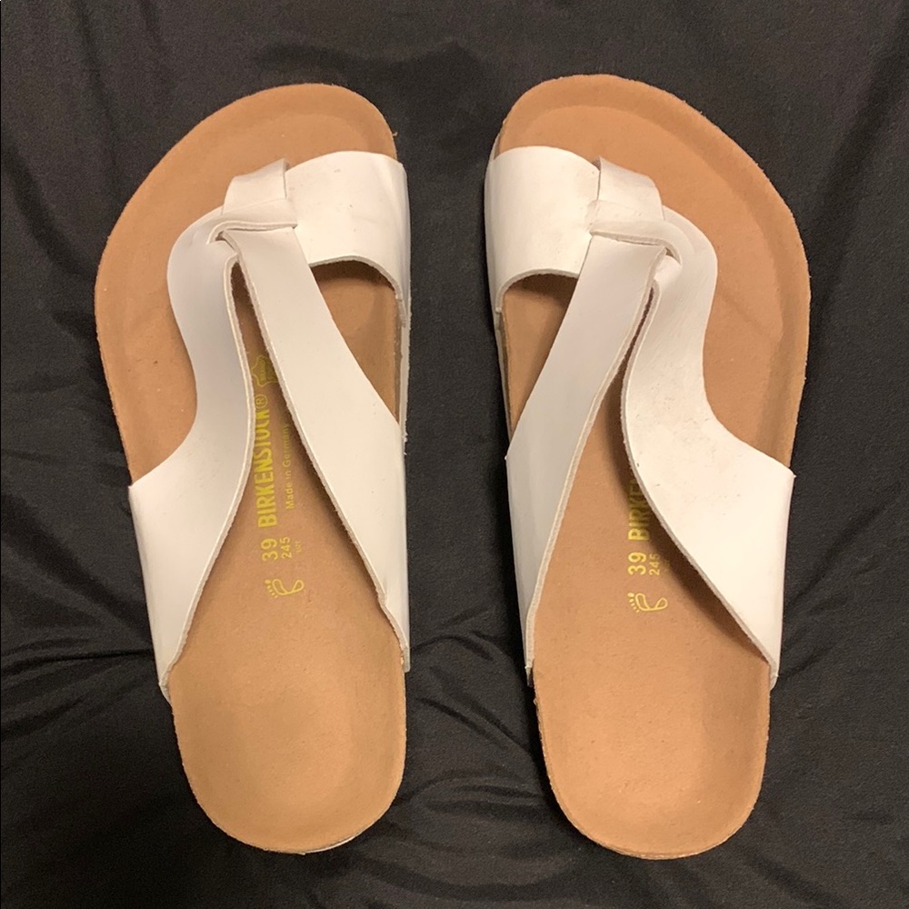 NEW Birkenstock White Tan Sandals Casual Comfort